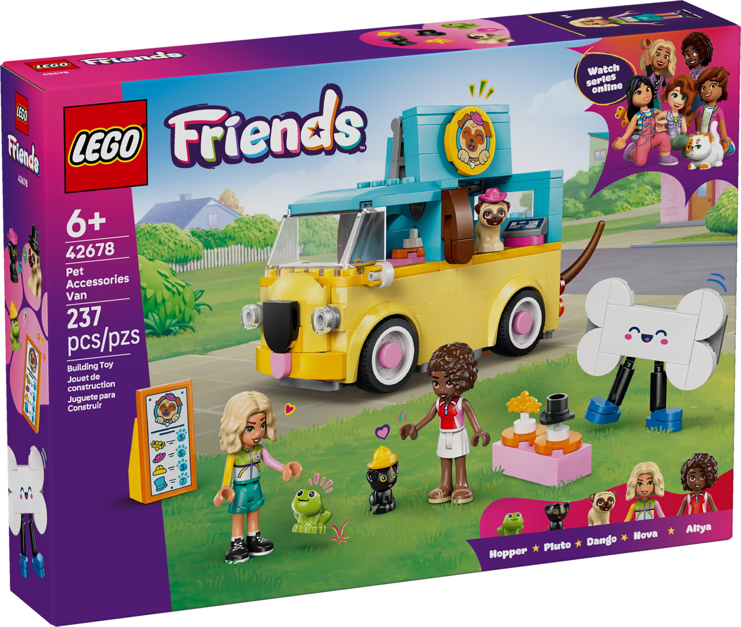 LEGO Friends Pet Accessories Van Building Toy for Girls & Boys - Pretend Play Set for Kids, Ages 6+ - W/Nova & Aliya Minidolls, 3 Pet Figures, & Accessories - Gift Idea for Birthdays - 42678