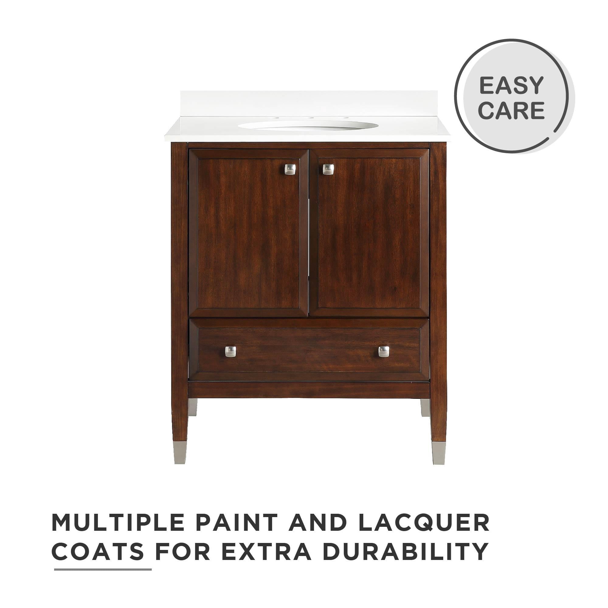 DHP Metcalfe 30 Inch Bathroom Vanity with Sink, Walnut
