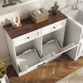 thumbnail image 2 of Blotout Double Tilt Trash Cabinet with 2 Hidden Drawers,Kitchen Hidden Trash Can with Flip Cover,Suitable for Kitchen,House,Apartment,Dormitory,Laundry Room, 2 of 7