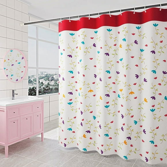 Shower Curtain Mould Resistant 180*180 cm with Weighted Hems Bathroom Curtains Waterproof Shower Curtains Washable with 12 Hooks Polyester