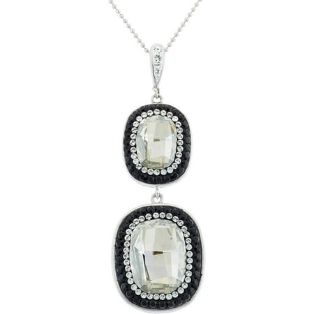 5th & Main Rhodium-Plated Sterling Silver Multiple Round Clear Swarovski with Black Pave Crystal Pendant Necklace