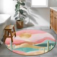 thumbnail image 5 of Southwest Boho Round Rug 3ft Washable Circle Entryway Rugs Non Slip Abstract Watercolor Cactus Mountain Area Rug Indoor Floor Carpet for Bedroom Kitchen Living Room Home Office Dining Room Nursery, 5 of 8