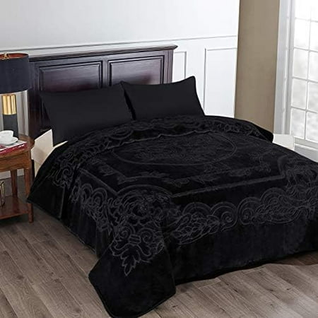 Fleece Blanket King Size, Heavy Korean Mink Blanket 85 x 95 Inches- 9 Lbs, Single Ply, Soft, Warm, Thick Raschel for Autumn,Winter, Black