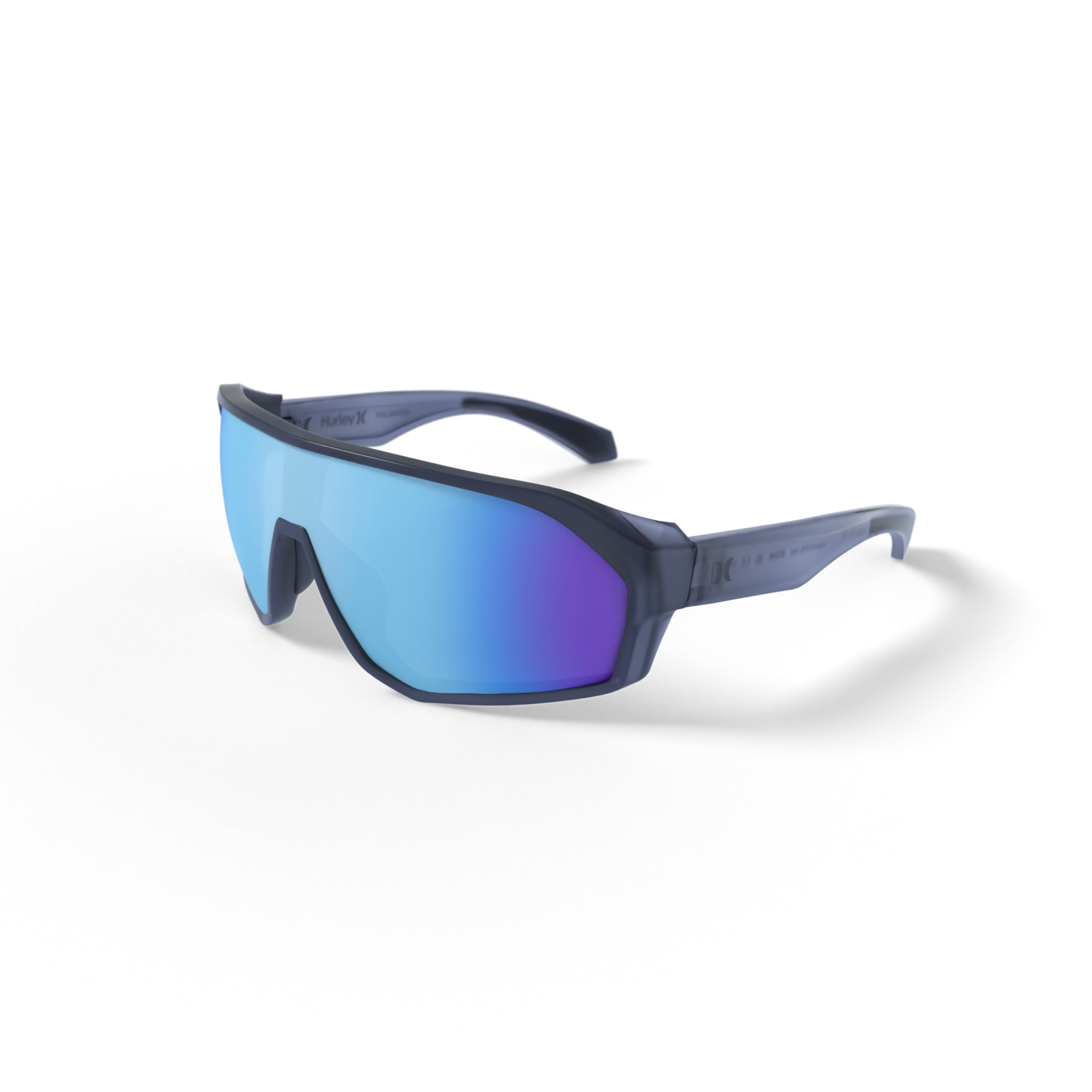 Hurley mens shield sunglasses, Scar - HSM1017PS - matte gray frame/ice blue mirror polarized lens + ar coating