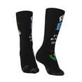 thumbnail image 3 of Goofa Space Dino Cartoon Black Printed Men's Crew Socks, Soft Durable Breathable Moisture-Wicking with Odor Control Cotton socks, 3 of 9