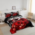 thumbnail image 2 of Red Rose Comforter Set, Romantic 3D Rose Bedding Comforter Sets, Wine Glass Blossom Floral Bedding, Eiffel Tower Flower Petals Down Comforter Valentine's Day Bedroom Decor, Twin Size, 2 of 5