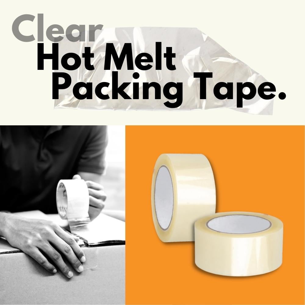 SSBM 1.88" x 55 Yards (165 Feet) Clear Hot Melt Packing Tape, Shipping Tape, 3.1 Mil, 72 Rolls