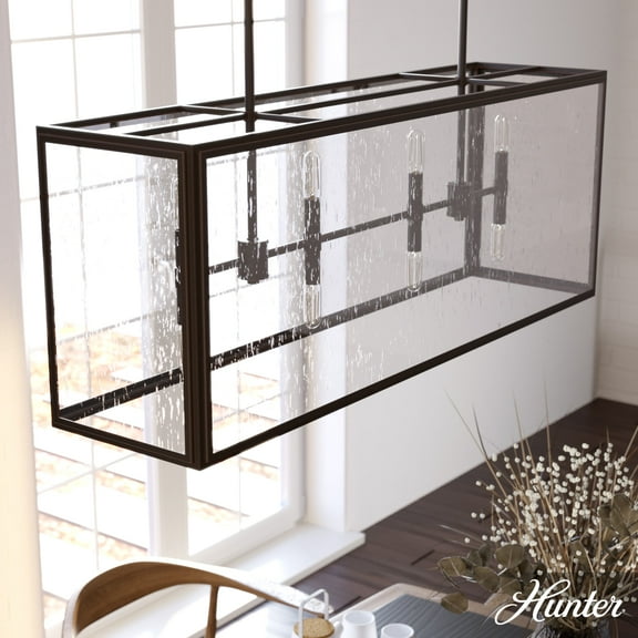 Hunter - Felippe 8-light Onyx Bengal, Extra Large Chandelier, Dimmable, Casual Style, Linear Shaped, for Bedrooms, Dining, Living Rooms - 19978