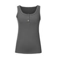 thumbnail image 6 of Kakina CMSX Tank Tops for Women Clearance Women Casual Tanks Sleeveless Buttons Slimming Solid Pullover Vest Blouse Tops Deals, 6 of 8