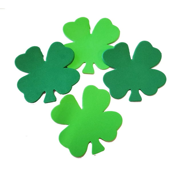 Small Assorted Color Creative Foam Cut-Outs - Assorted Green Four Leaf ...