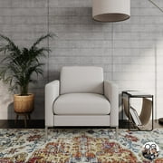 Queer Eye Fabry Modern Accent Chair with Metal Legs, Ivory Linen