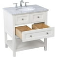thumbnail image 3 of Elegant Decor Metropolis 30" Single Marble Top Bathroom Vanity in White, 3 of 14