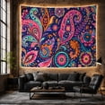 thumbnail image 5 of Blue Paisley Flowers Across a Dark Pattern, Dreamy Boho Style for Boho Decor Lovers, Paisley Wall Art, New Home Gift, Tapestry Wall Hanging for Bedroom and Dorm, 5 of 6