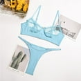 thumbnail image 2 of Odeerbi Women's Lingerie Set 2025 Valentine's Day Sexy Transparent Underwear Sling Solid Color Shortened Underwear Set Sky Blue, 2 of 4