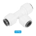 thumbnail image 3 of Uxcell 1/4" Conector de línea de agua en T, 5 paquetes, blanco, 3 of 5