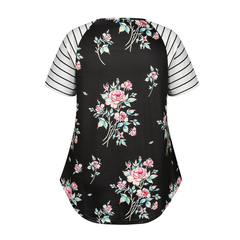  Womens Plus Size Summer Tops 3X Floral Raglan Tunic Shirts  BLFF-22W