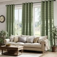 thumbnail image 5 of NICETOWN Full Blackout Green Plaid Curtain Room Darkening Tartan Thermal Grommet Energy Saving Window Treatment for Living Room, 2 Panels, Moss Green, W52 x L96, 5 of 9