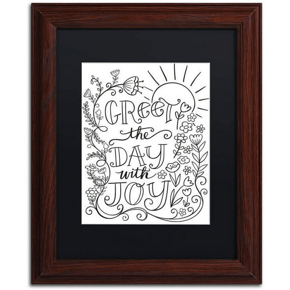 Trademark Fine Art "Greet The Day With Joy" Canvas Art by Elizabeth Caldwell, Black Matte, Wood Frame