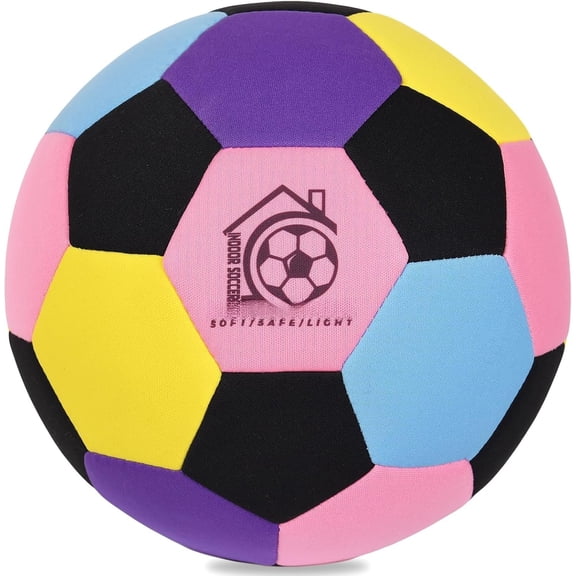 Size 4 Soft Fabric Soccer Ball Safe Silent Indoor Ball for Youth, Lightweight House Ball for Dribbling & Juggling at (Deflated)