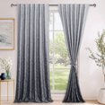 thumbnail image 2 of Hiasan Grey Ombre Blackout Curtains for Bedroom - Back Tab 96 inch Long Damask Design Thermal Insulted Tieable Window Drapes Light Blocking Curtains for Living Room, Hotel, 2 Panels, W52 x L96, Gray, 2 of 7