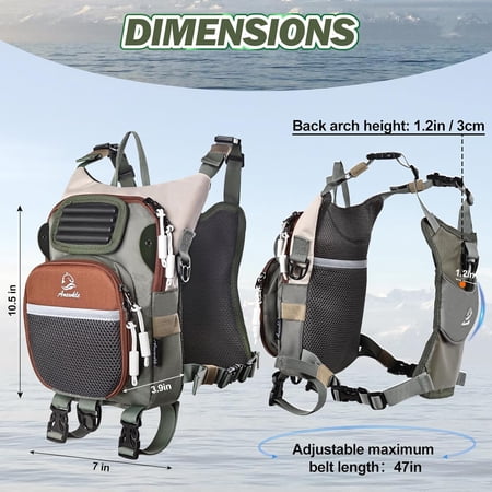 Fly Fishing Chest Pack Waterproof Tackle Bag with Multiple Compartments for Outdoor Fishing