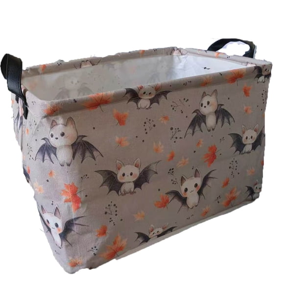 MYFLOCY Halloween Gift Basket for Kids Foldable Baby Candy Storage Bin Party Decor(Grey Cartoon Bat)