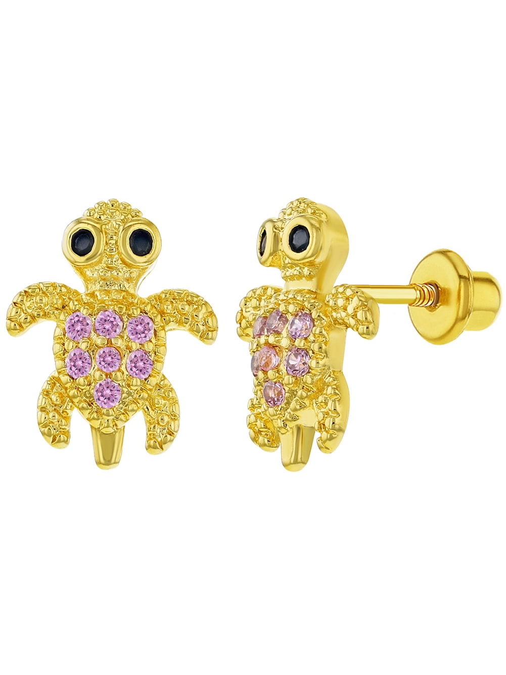 In Season Jewelry - 18k Gold Plated Turtle Earrings Screw Backs for ...