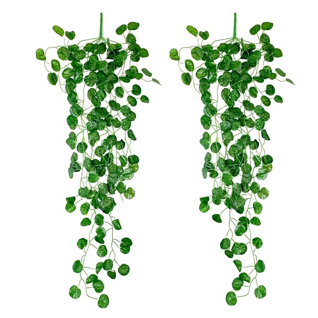 EDTara 2pcs Hanging Vines Artificial Green Plant Fake Flower Photography Props For Garden Wedding Decoration