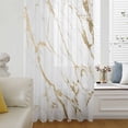 thumbnail image 6 of White Gold Abstract Sheer Curtains 45 Inches Long, Modern Marble Geometric Light Filering Curtains, Breathable Simi Curtain Privacy Drapes for Kitchen Bathroom Lightweight Small Window Treatment, 6 of 9