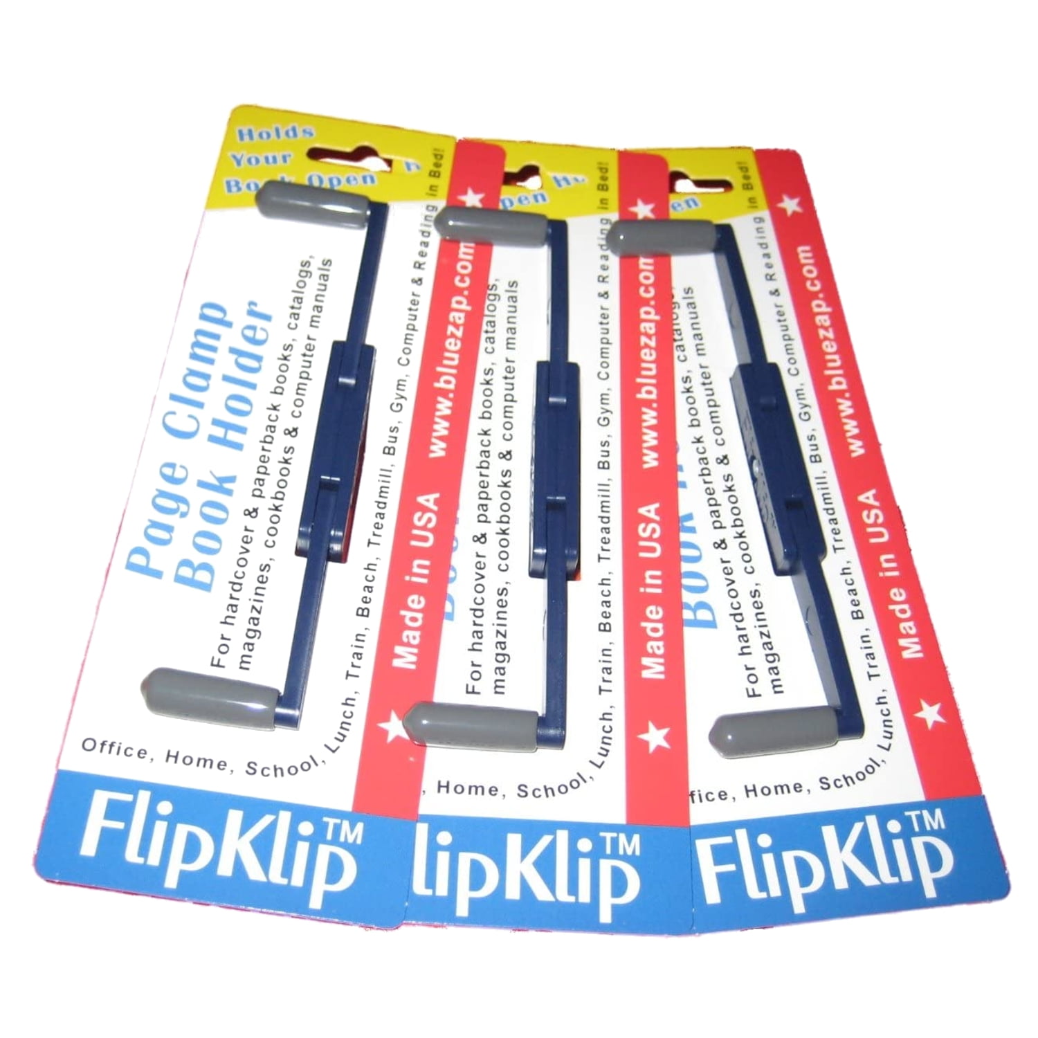 FlipKlip Portable Book Page Holder for Hands Free Reading in Bed, on