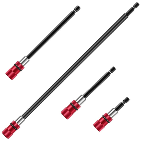 4Pcs Drill Bit Extension Set Chrome Vanadium Steel 1/4inch Hex Shank Screwdriver Bit Holder with Bit Magnetic Drill Bit Extender Adapter Quick Release Screwdriver Bit Extender