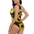 thumbnail image 5 of Yiaed Japanese Were Blossoming Print Women One Piece Swimsuits Tummy Control One Shoulder Bathing Suits Pattern Ruffle Swimwear-Medium, 5 of 8