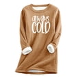 thumbnail image 3 of Jinhomg Winter Sherpa Sweatshirt for Women Trendy Letter Print Crew Neck Loungewear Tops Soft Cozy Thick Fleece Lined Thermal Pullover Women Khaki S, 3 of 6
