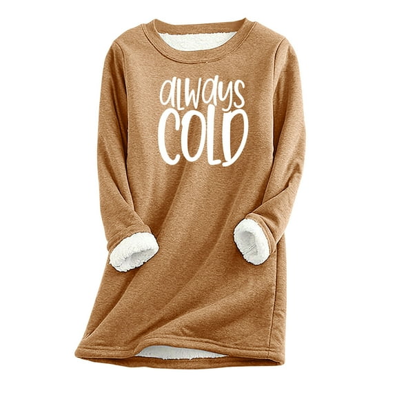 Honeeladyy Womens Winter Warm Sherpa Lined Sweatshirts Soft O Neck Fleece Printed Pullover Sweatshirt tops Valentine's Day Gift