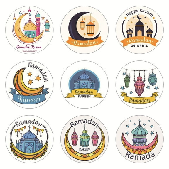 Ramadan Kareem Stickers, Eid Mubarak Stickers, Ramadan Labels Adhesive Seal Stickers for Eid Al Fitr Festival Party Decorations Ramadan Party Supplies Holiday Savings Gifts