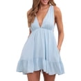 thumbnail image 1 of Mini vestido de verano para mujer de Lucakuins, vestido corto sin mangas con escote en V profundo informal a la moda para vacaciones en la playa Lucakuins  moda, 1 of 5