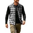 thumbnail image 3 of Atkumj Plaid Vest for Men Versatile Turn Down Collar Button Up Vest Fashion Loose Color Block Sleeveless Shirts for Men for Relaxed Daily Outfit S, 3 of 8