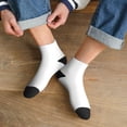 thumbnail image 3 of Rateoe White Pattern Quarter Crew Socks,Toe Seamed Ankle Socks,Cotton Cushioned Breathable Athletic Crew Sports Socks, 3 of 7