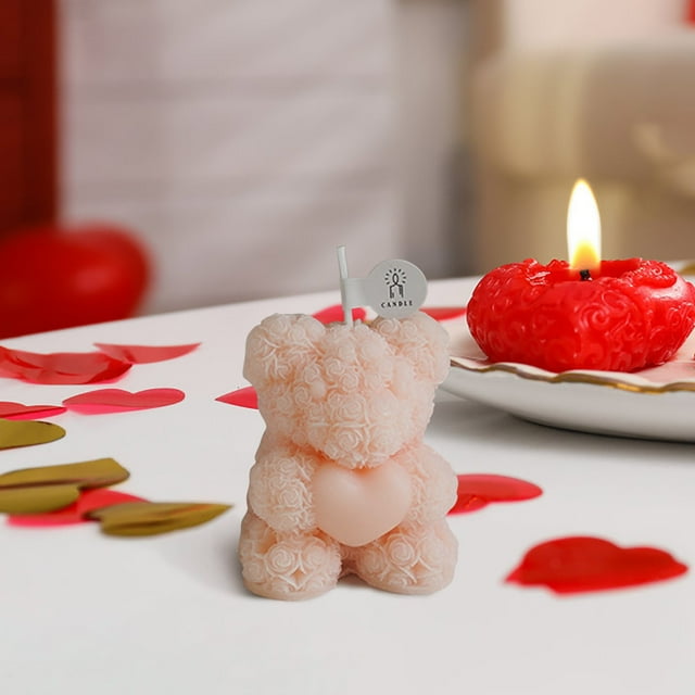 Xihbxyly Vela de Oso Rosa, Elegante Decoración Aromática, Cera Natural de Larga Duración, Regalo Versátil para Cualquier Ocasión, Cenas Románticas o Sesiones de Spa, Diseño de Combustión Limpia y Seg
