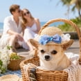 thumbnail image 5 of Pet Woven Straw Hat, Sun Protection Cap for Cat Dog Outdoor Sunscreen Dress Up, 5 of 5