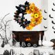 thumbnail image 4 of 45cm Corona De Halloween Gótica Calavera Cosecha Festival Simulación Arce Suministros Cinta Para Coronas La Puerta Delantera Exterior, 4 of 4