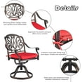 thumbnail image 3 of Magic Union 2 Piece Outdoor Bistro Swivel Dining Chair for Patio Garden with Red Cushion, 3 of 6