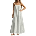 thumbnail image 2 of NTACZA Boho Dresses for Women Slip Dress Maxi Sleeveless Square Neckline Vacation Casual Beach White XXL, 2 of 7
