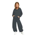 thumbnail image 2 of Angala 2 Piece Outfits For Girls Long Sleeve Cozy Hooded Sweatshirt With High Wwaist Pants With Back Pocket Set Girls Fall Season Wear Clothes, 2 of 6