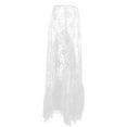 thumbnail image 6 of KHONTS Women's Carnival Sheer Lace Skirt High Waisted Floral Embroidered Ruffled a Line Long Maxi Beach Skirts White M, 6 of 6