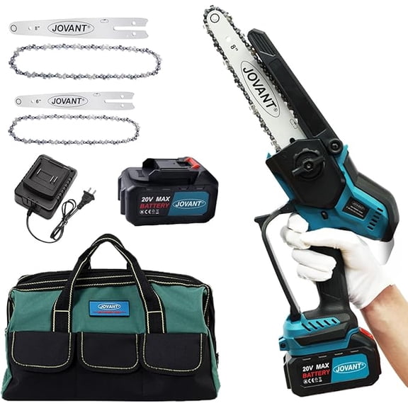 2-in-1 Chainsaw, Cordless Electric Chain Saw, 8 inch & 6 inch Chain Saw with 4A Rechargeable Battery, Battery Powered Handheld Chainsaw For tree trimming and wood cutting
