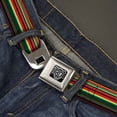 thumbnail image 2 of Buckle-Down Belt, Seatbelt Buckle Belt, Stripe Transitions Black Red Green Yellow, 34 to 52 Inches, 2 of 9