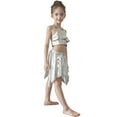 thumbnail image 3 of Teen Girls Dance Sequin Silver Dance Sleeveless Ruffles Top and Sparkly Skirt Set 90s Clothing for Kids Stage Performance Outerwear 10-12 Years, 3 of 3