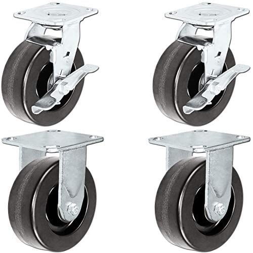 6" x 2" Heavy Duty Toolbox Caster Set of 4 with Phenolic Wheels, 4,800