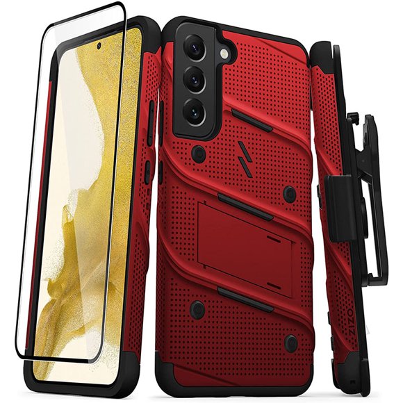 Funda para Galaxy S22 Plus Zizo Bolt + Mica Uso Rudo Rojo Zizo Bolt/Rojo-Negro